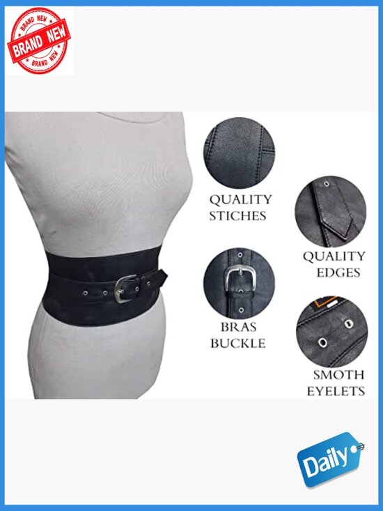Genuine Leather Obi Sash Wrap Corset Harness Wide Elegant Buckle Belt Size M